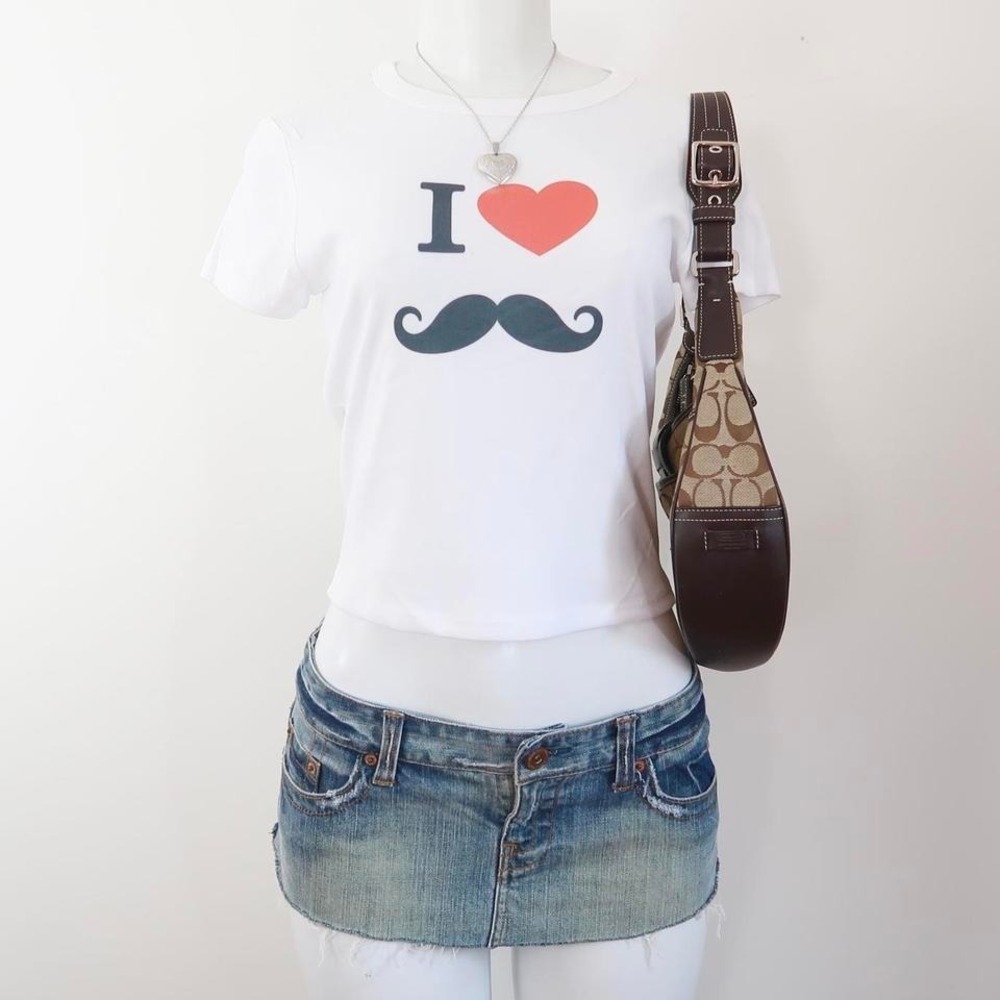 i heart mustache baby tee indie sleaze y2k